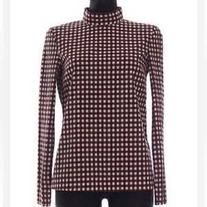 COS | mock neck checkered blouse